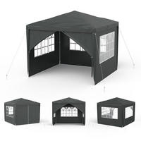 GARTENPAVILLON 300 x 300 cm Anthrazit Wasserdicht mit 4 Seitenwänden - Anthrazit, Textil (300/260/300cm)