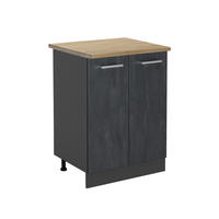 KÜCHENUNTERSCHRANK R-Line Schwarz Beton/Anthrazit 60 cm AP Eiche - Anthrazit/Schwarz, Holzwerkstoff (60/81.6/60cm) - Vicco