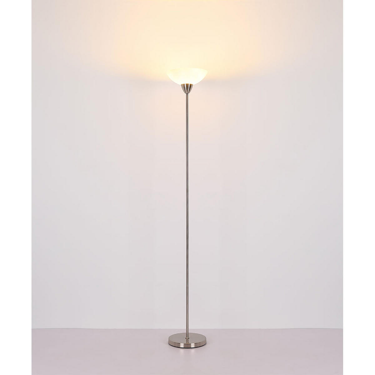 LED STEHLEUCHTE Metall Glas Opal Silber - Silberfarben, Glas (28/28/180cm) - Globo Lighting