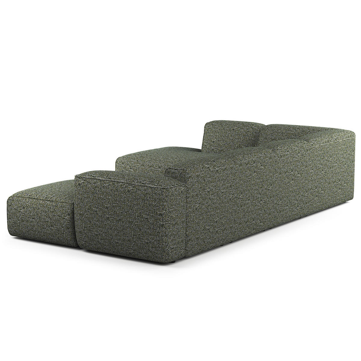 WOHNLANDSCHAFT mit Longchair - Schwarz/Grün, Kunststoff/Textil (325/71/235cm) - home24