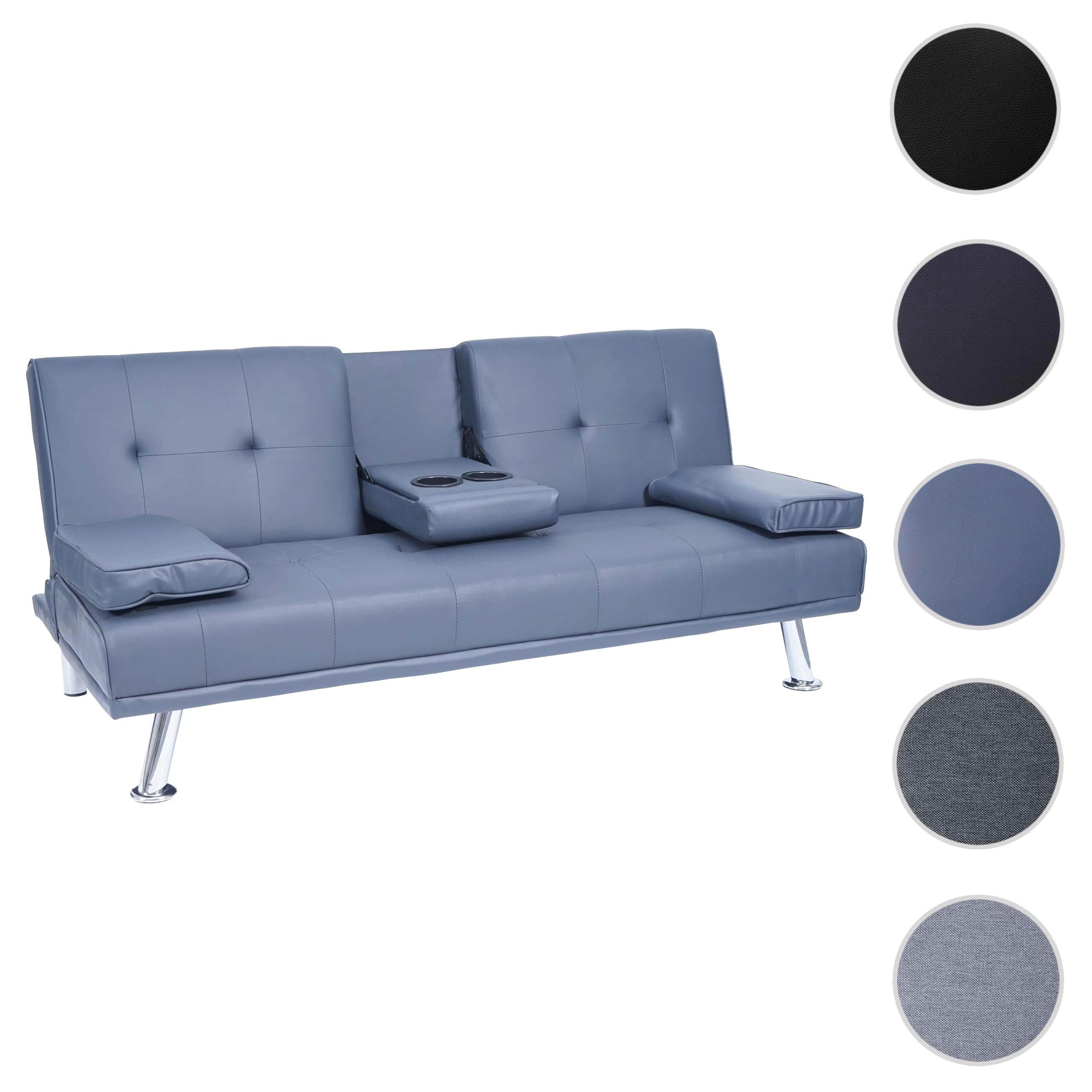 Thumbnail - MCW 3Er-Sofa, Blau, Textil, 166x77x81 cm, Wohnzimmer, Sofas & Couches, Sofas, 3-Sitzer Sofas