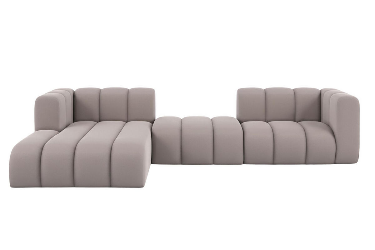 ECKSOFA L-Form Grand L 319 cm, Veloursstoff Salvador, Grau, Links - Grau, Holz (319/179cm) - Kaiser Möbel