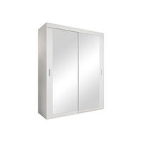 SCHWEBETÜRENSCHRANK Mat 160 V - Silberfarben/Weiß, Holzwerkstoff/Kunststoff (160/205/60cm) - MIRJAN24