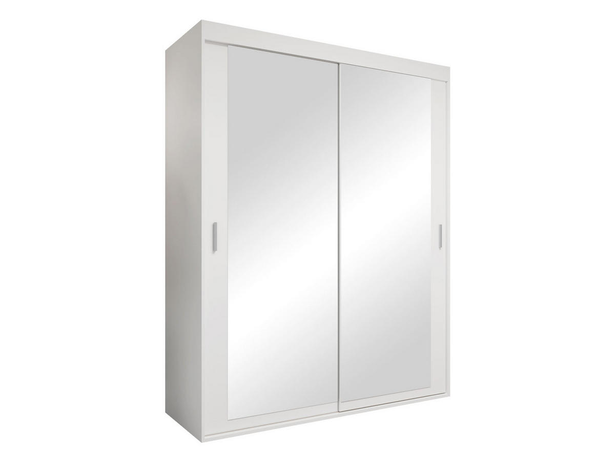 SCHWEBETÜRENSCHRANK Mat 160 V - Silberfarben/Weiß, Holzwerkstoff/Kunststoff (160/205/60cm) - MIRJAN24
