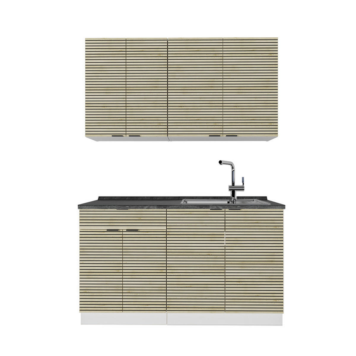 JEDNOTKOVÁ KUCHYNĚ Fame-Line Dubový panel/bílá - bílá/barva dubu, kompozitní dřevo (140/81.6/60cm) - Vicco