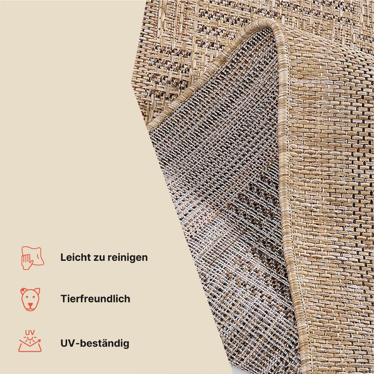 TEPPICH YUCANA Beige Outdoor Flachgewebe 120/170 cm - Beige, Textil (120/170cm) - Tapiso