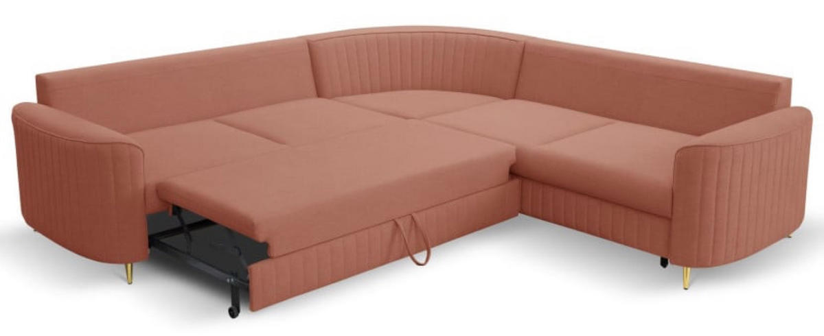 ECKSOFA Korallenrot LOREN Mit Schlaffunktion Und Bettkasten - Orange, Textil (251/251cm) - Sepro Meble