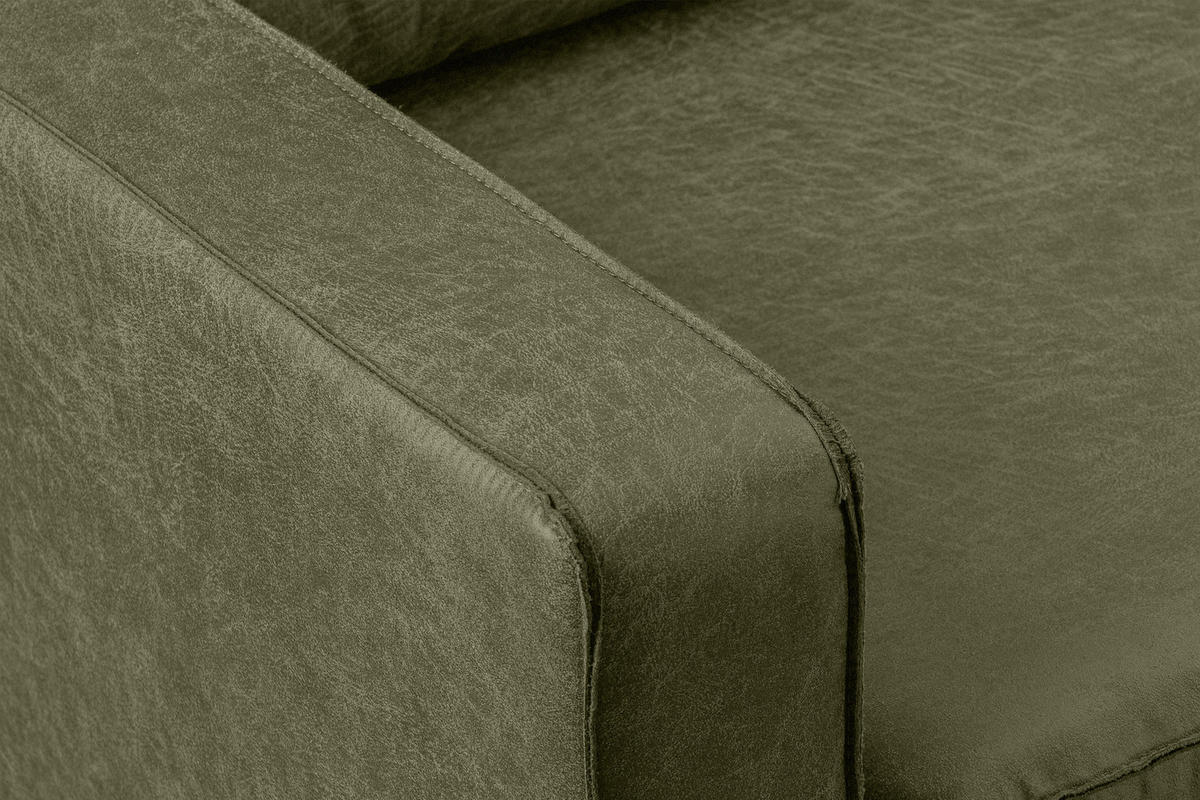 3-SITZER-SOFA INVIA Klassische-Stil mit Armlehnen, Lederoptik-Stoff, grün - Schwarz/Grün, Textil (209/87/98cm) - KONSIMO®