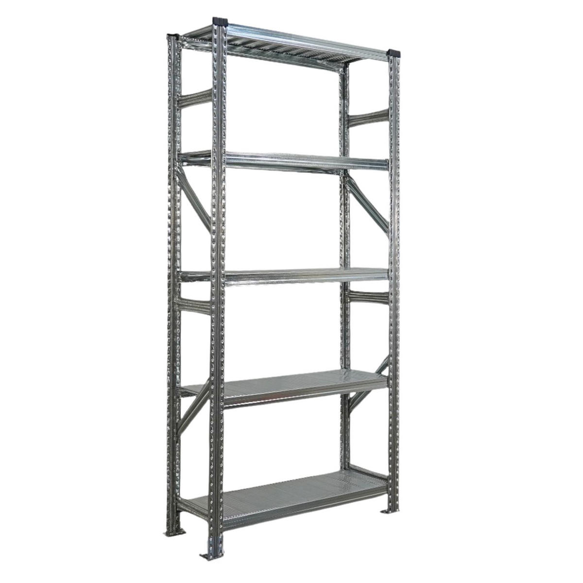 FACHBODENREGAL Proximo Stecksystem 200x90x50cm 5 Ebenen Fachlast 200 kg Beidseitig nutzbar Verzinkt - Silberfarben, Metall (90/200/50cm) - PROREGAL