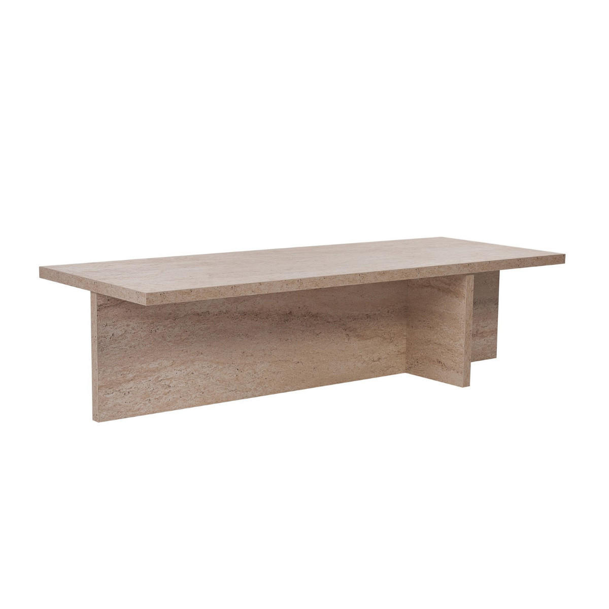 COUCHTISCH mit rechteckiger Platte und asymmetrischem Fuß L120 cm - HARBOR - Beige, Holzwerkstoff (120/45/30cm) - Calicosy