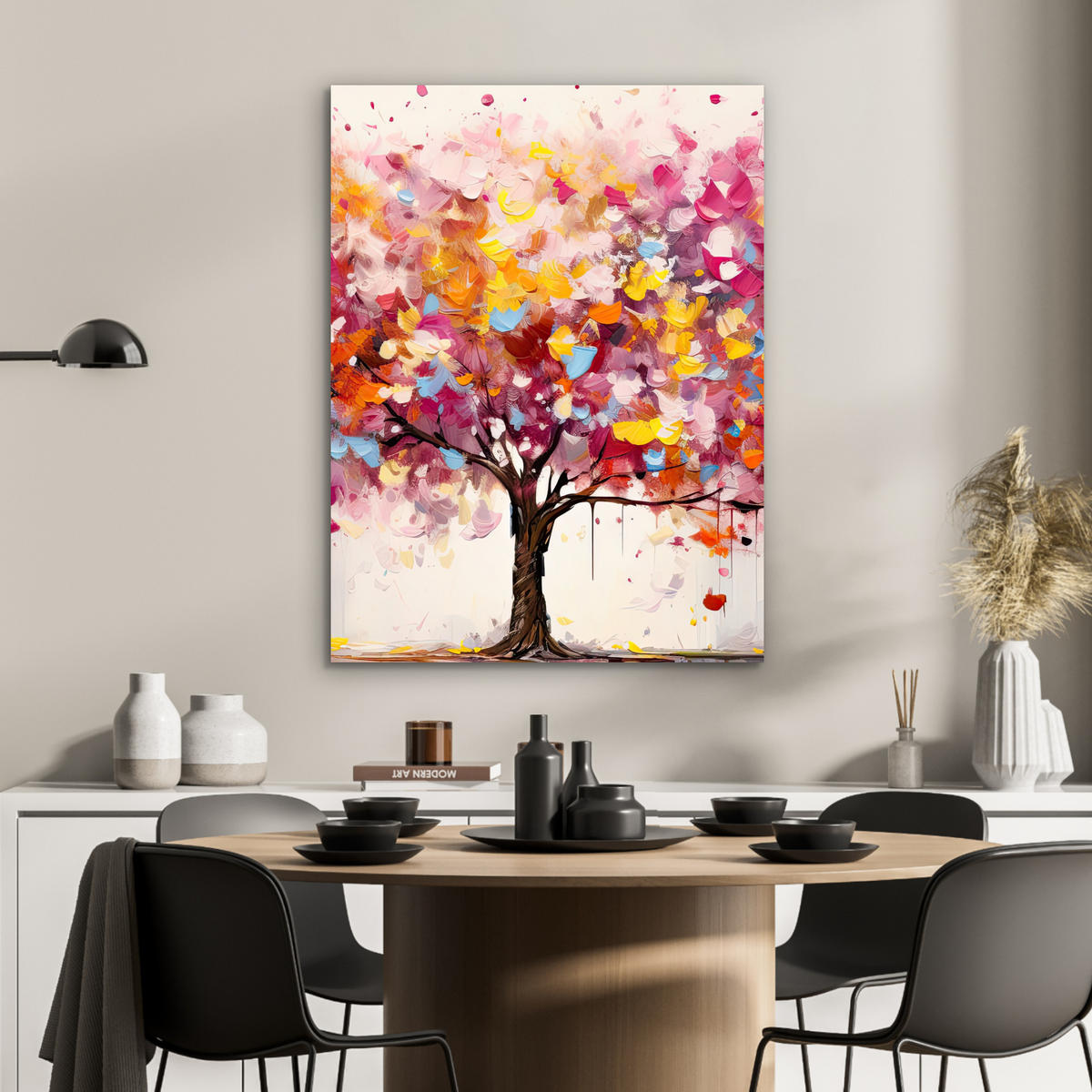 KOVOVÝ OBRAZ Akvarel - Strom - Umenie - Abstraktné 60x80 cm - viacfarebná, kov (60/80cm) - MuchoWow