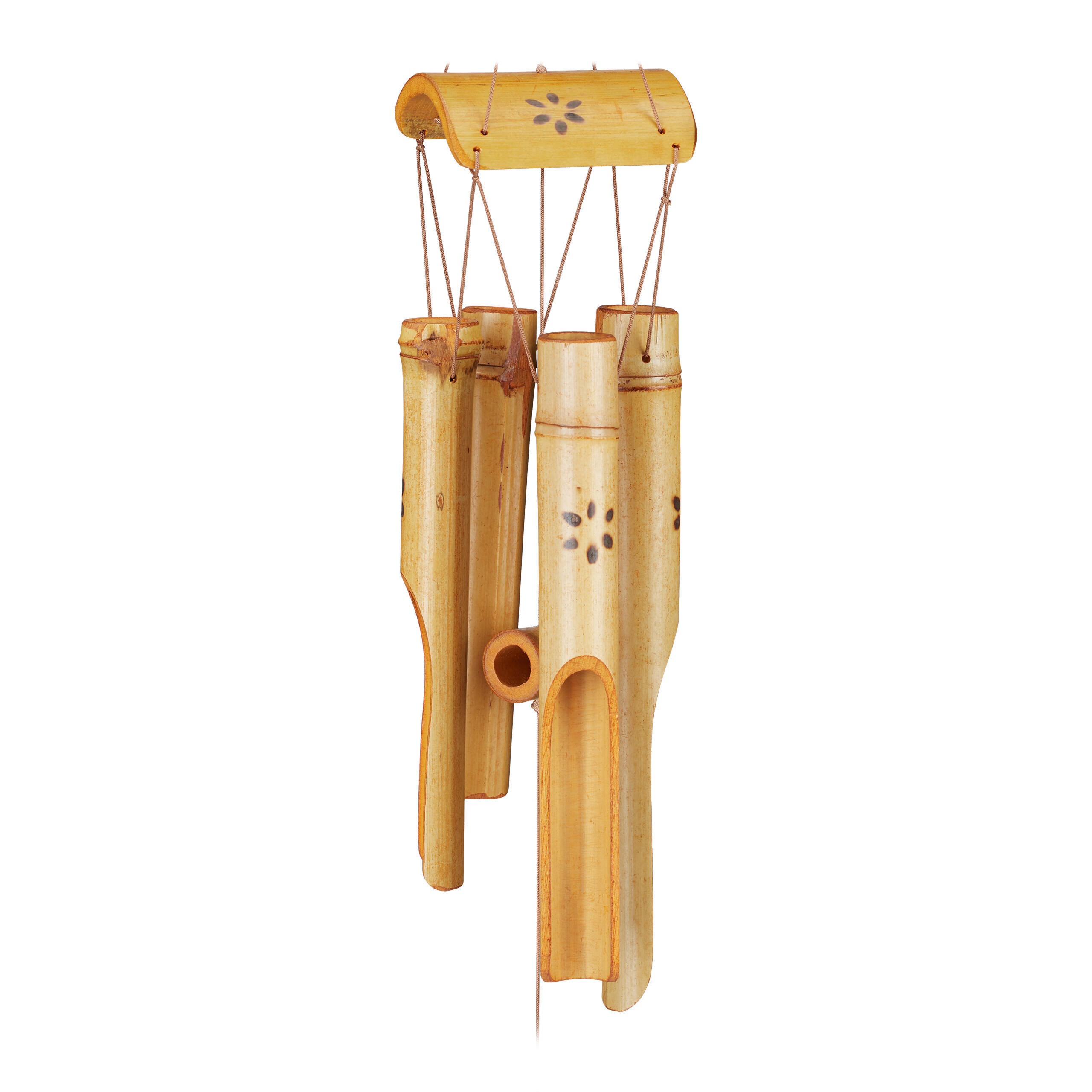 WINDSPIEL - Hellbraun, Holz/Textil (7/7/73cm) - Relaxdays