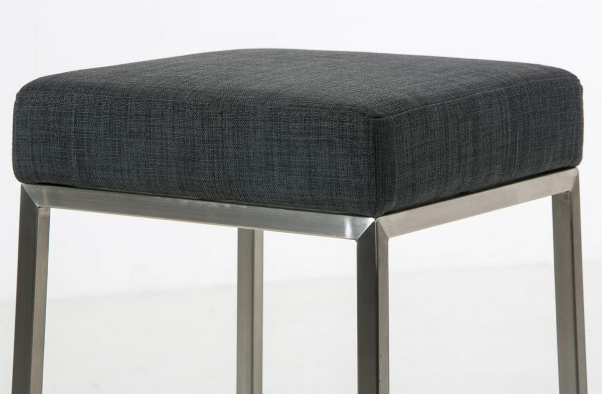 BARHOCKER 2er Set Stoff dunkelgrau - Edelstahlfarben/Dunkelgrau, Textil/Metall (37/85/37cm) - CLP