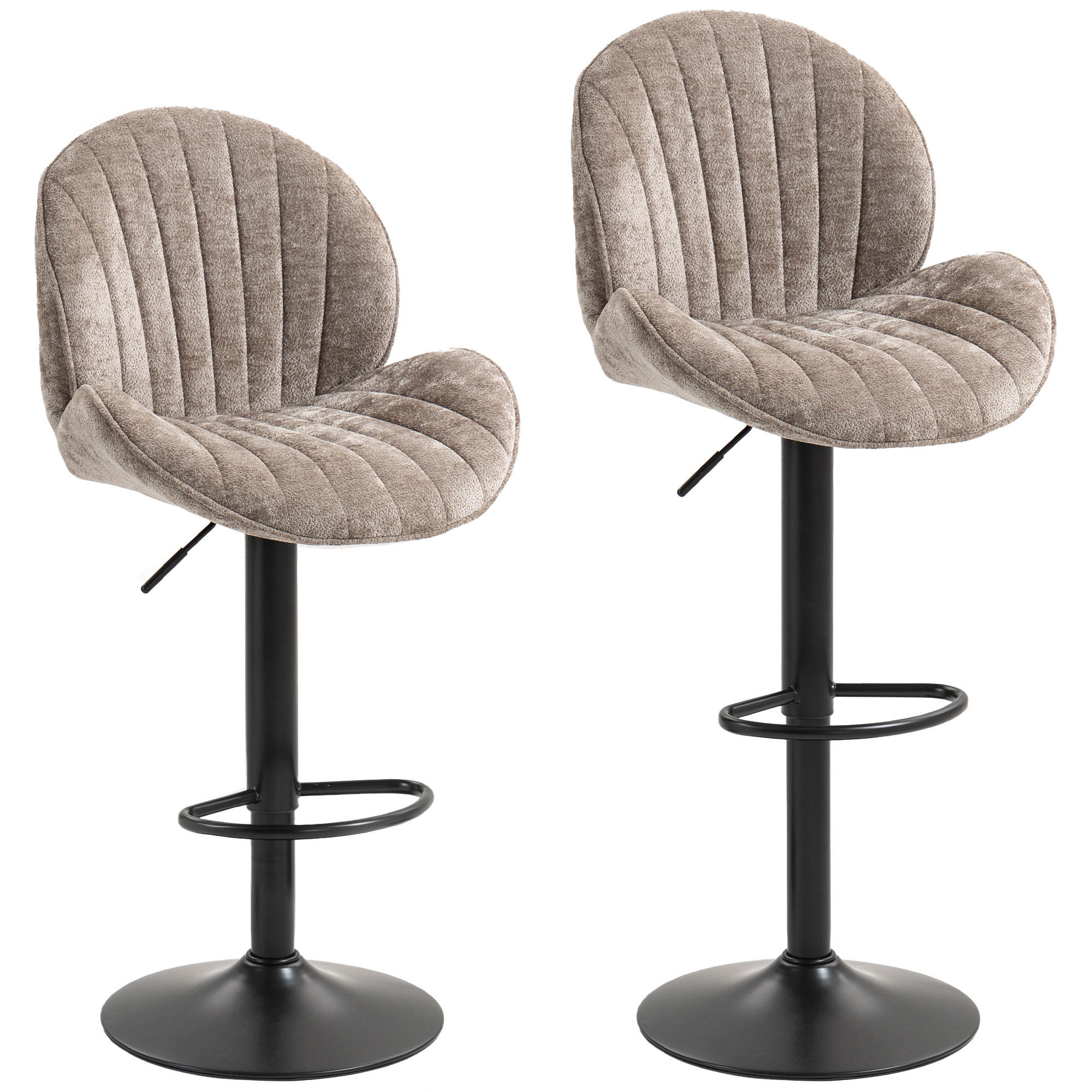 BARHOCKER 2er Set Polyester Stahl Braun - Schwarz/Braun, Textil/Metall (48/115/50cm) - HOMCOM