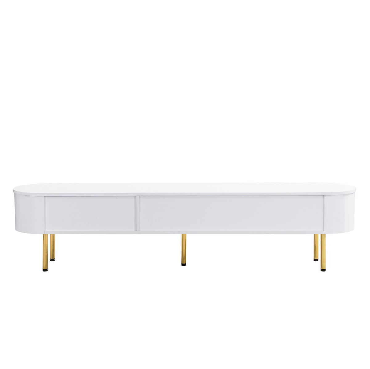 TV ormarić 174/35/41 cm bijeli i zlatni od MDF-a s 3 ladice i zaobljenim rubovima - bijela, drvni materijal (174/41/35cm) - OKWISH