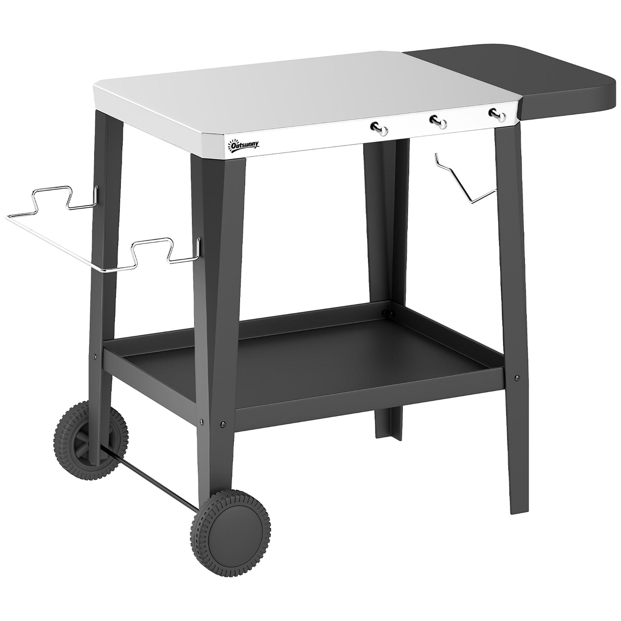 GRILLWAGEN Edelstahl Metall Schwarz - Schwarz, Metall (67.5/80.5/115cm) - Outsunny