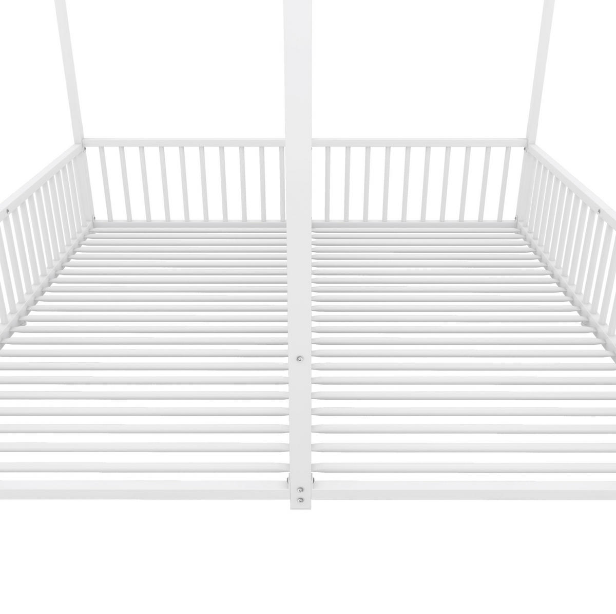ETAGENBETT 90x200 cm mit Leiter und Geländer Metall Weiß - Weiß, Metall (90/200cm) - Beauniv