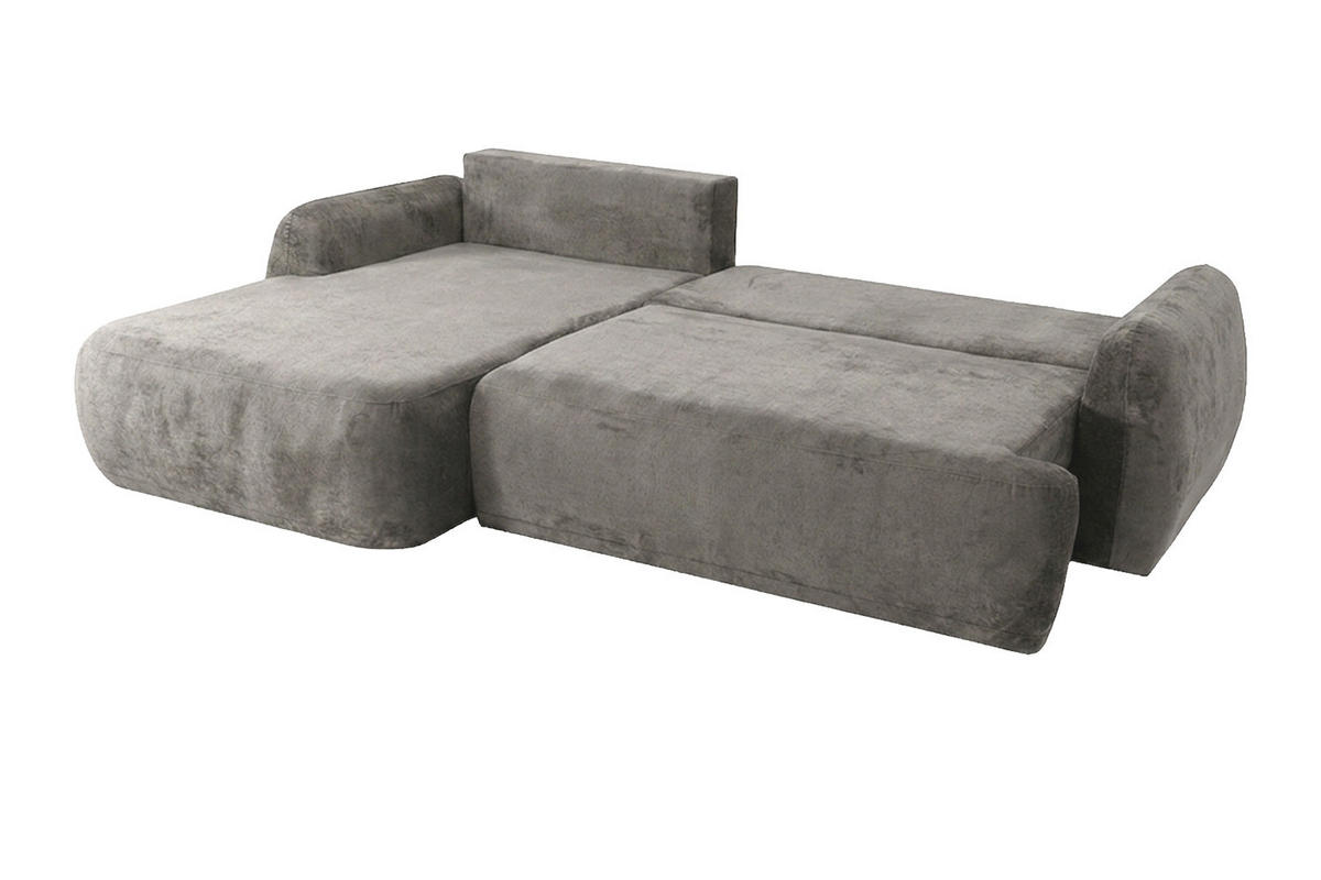 ECKSOFA Mit Schlaffunktion Und Bettkasten, Chenille-Stoff Perfecto, Grau, Links, HELA II - Grau, Holz (280/184cm) - Kaiser Möbel