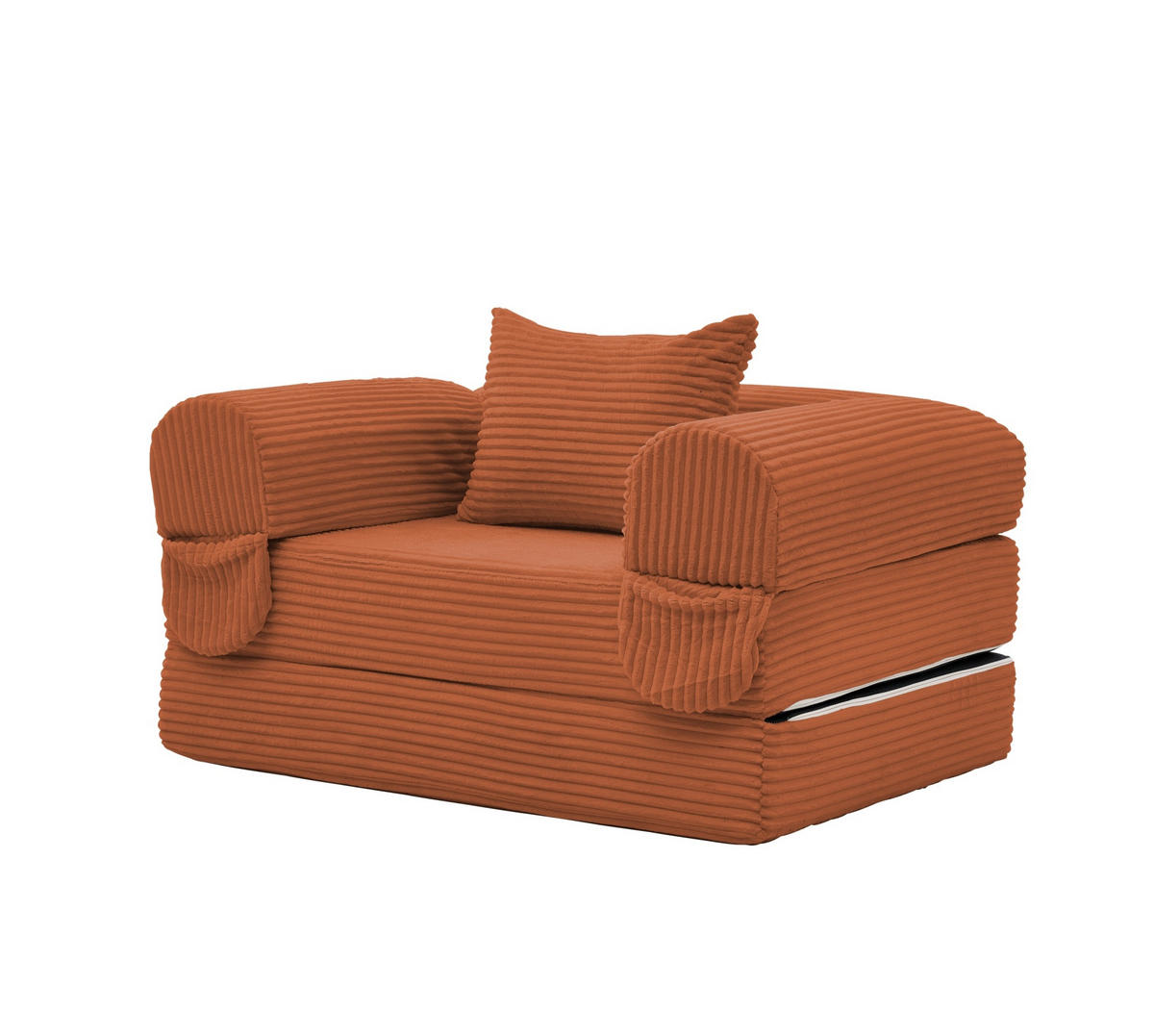 SCHLAFSOFA 2-in-1 Kord Orange mit Kissen - Orange, Kunststoff (85/65/120cm) - Meubliv