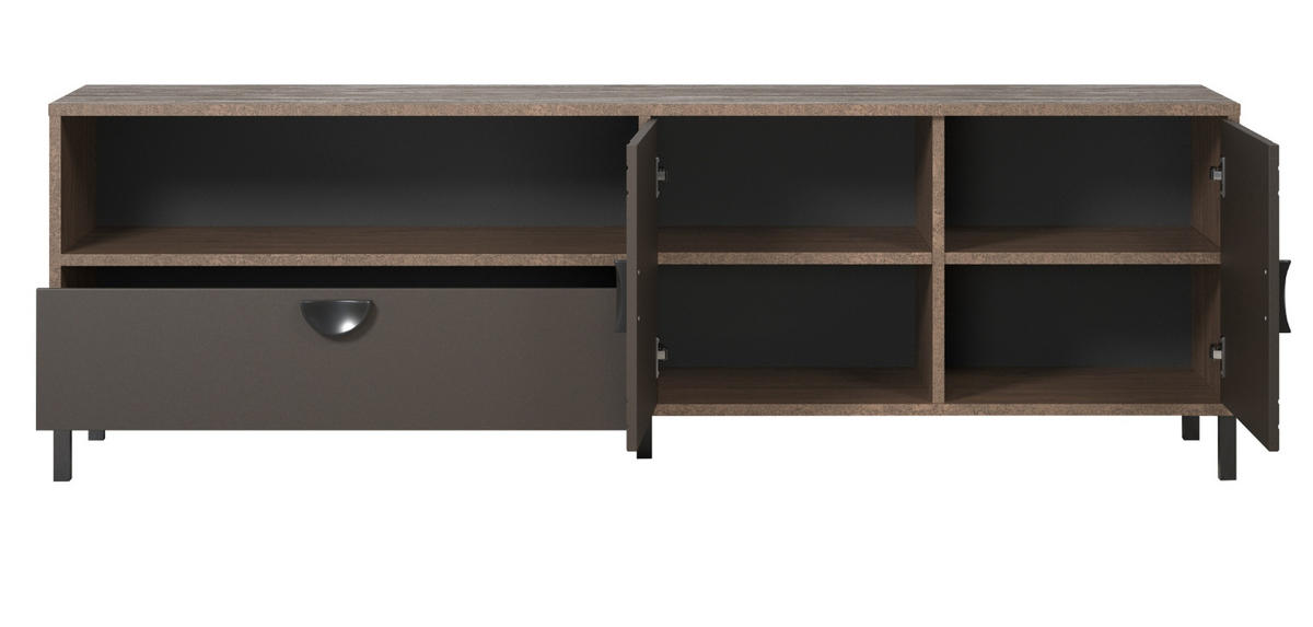 TV-LOWBOARD Bronze und Rostoptik 183 cm, TV Unterteil mit Soft-Close - Rostfarben/Schwarz, Holzwerkstoff/Metall (183/55/40cm) - Top.Furn