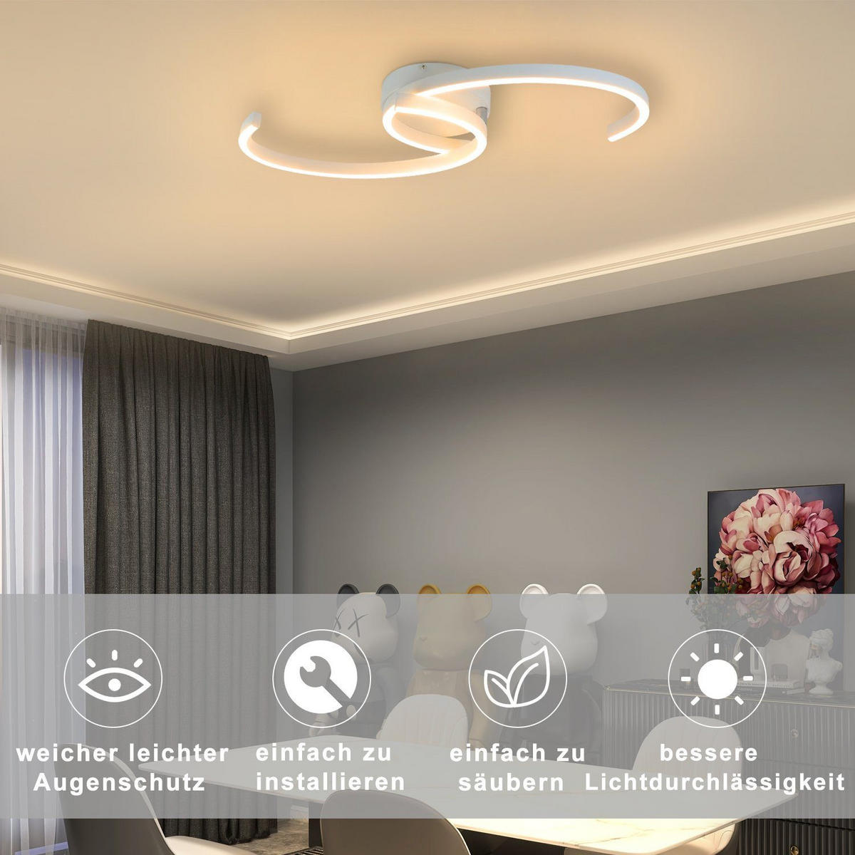 LED-DECKENLEUCHTE Oliver 60/16/9 cm - Weiß, Metall (60/16/9cm) - Nettlife
