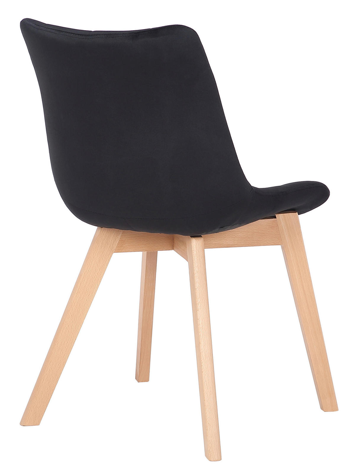 STUHL 2er Set Samt Schwarz - Eukalyptusholzfarben/Schwarz, Holz/Textil (46/82/61cm) - CLP