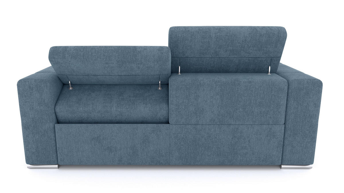SOFA QUARTZ 3-Sitzer mit 2 Relaxfunktionen, blau - Blau/Silberfarben, Holzwerkstoff/Textil (204/80/102cm) - Courtois Laville