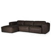 3-SITZER ECKSOFA mit Longchair - Dunkelbraun/Schwarz, Leder (284/173cm) - home24