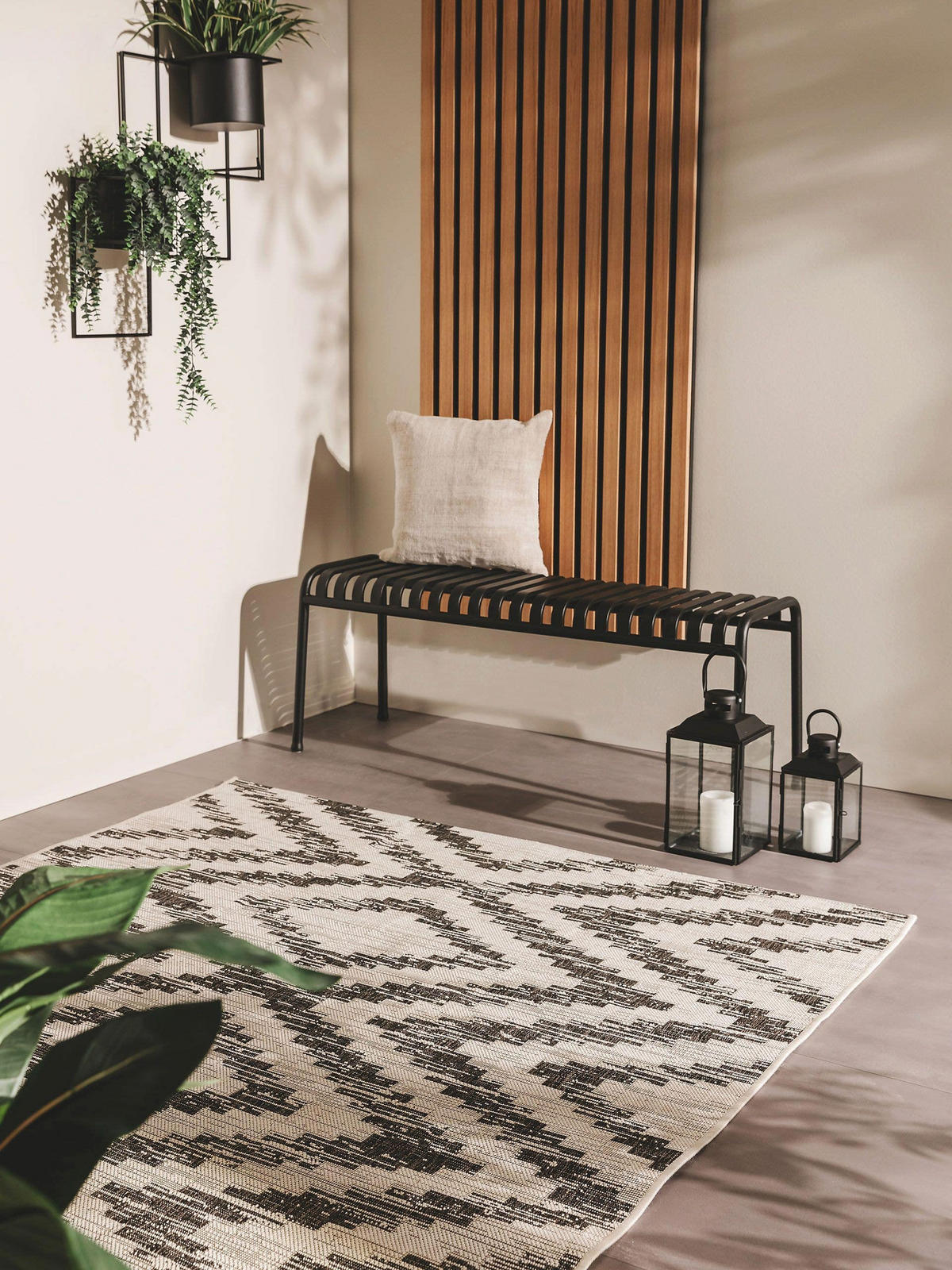 OUTDOORTEPPICH Cleo Weiß/Schwarz 120x170 cm - Weiß, Textil (120/170cm) - benuta Nest