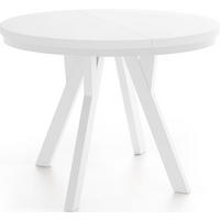 ESSTISCH Strato Black runder ausziehbarer, Weiß 80-160/80/77 cm - Weiß, Holz/Holzwerkstoff (80/80/77cm) - WFL GROUP