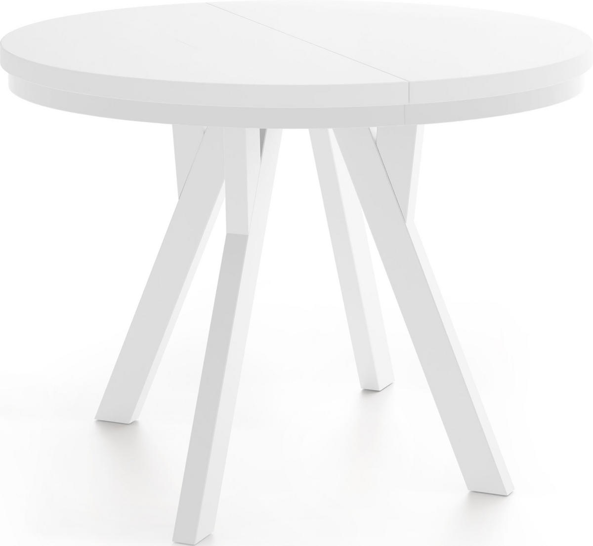 ESSTISCH Strato Black runder ausziehbarer, Weiß 80-160/80/77 cm - Weiß, Holz/Holzwerkstoff (80/80/77cm) - WFL GROUP