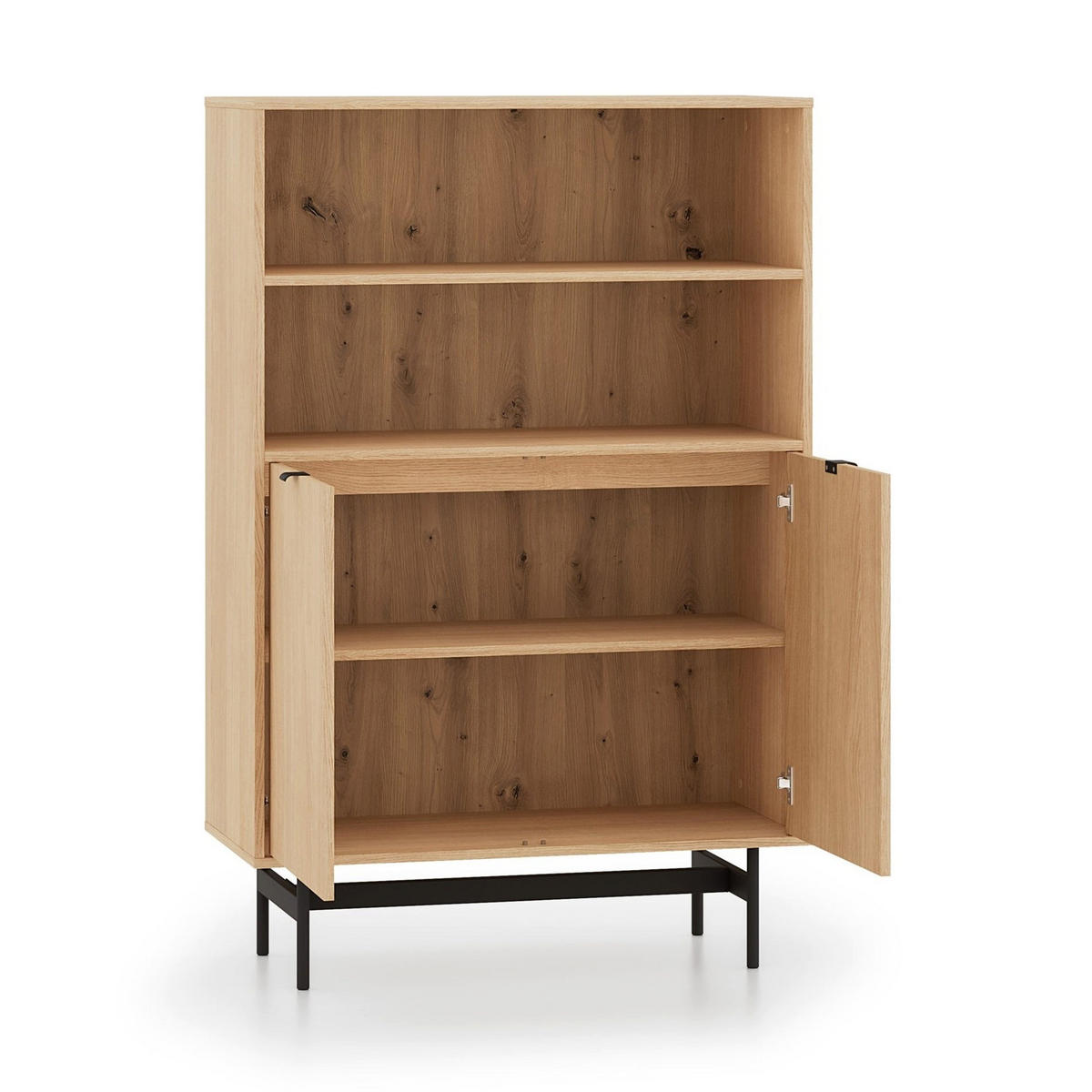 REGÁL Heggers Dub mavelie, 92 cm - čierna/farba duba, kov/kompozitné drevo (91.6/140/40cm) - Selsey