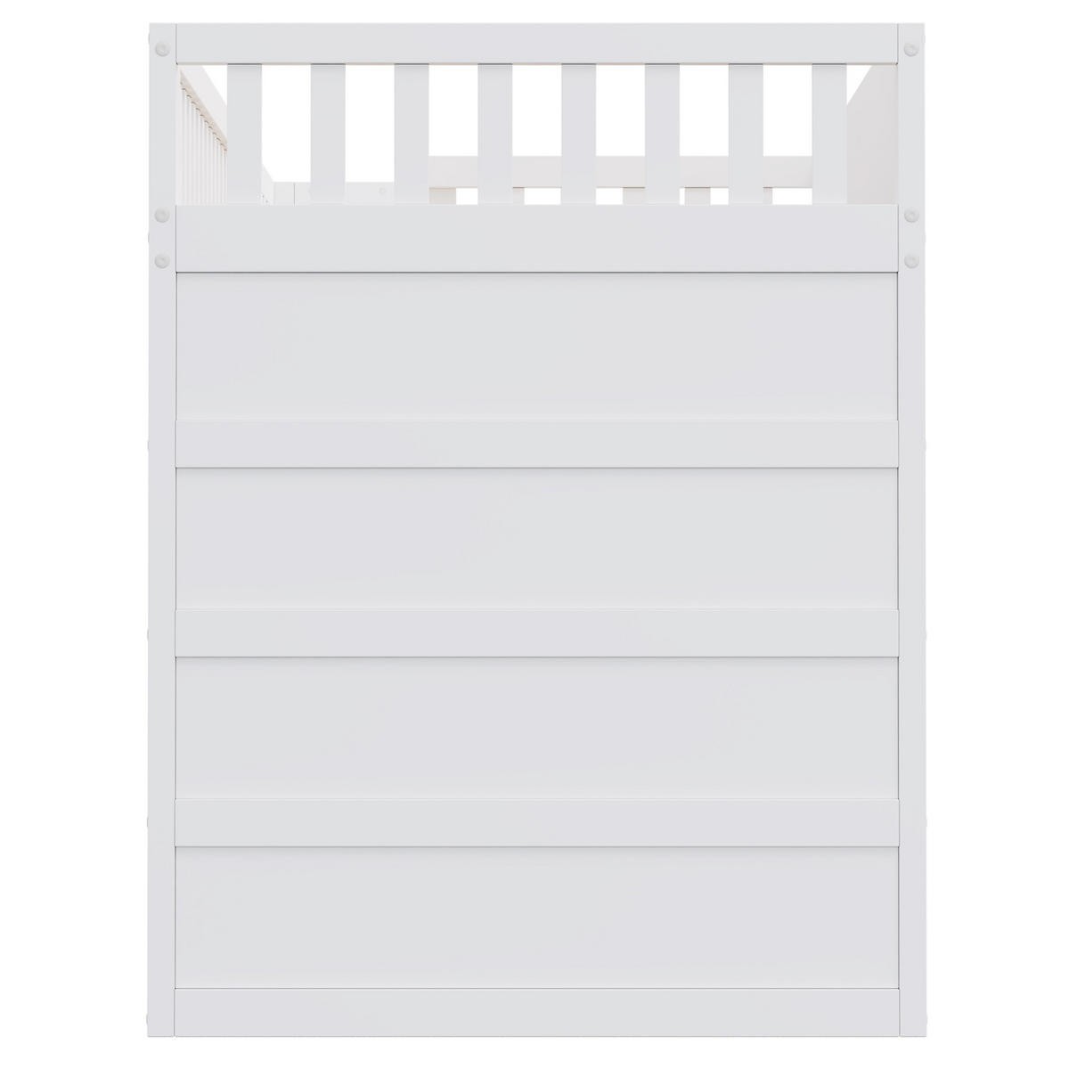 HOCHBETT aus Kiefernholz 90x200 cm Weiß mit Stauraumtreppe, Fenster und LED-Beleuchtung - Weiß, Holzwerkstoff (90/200cm) - Modfu