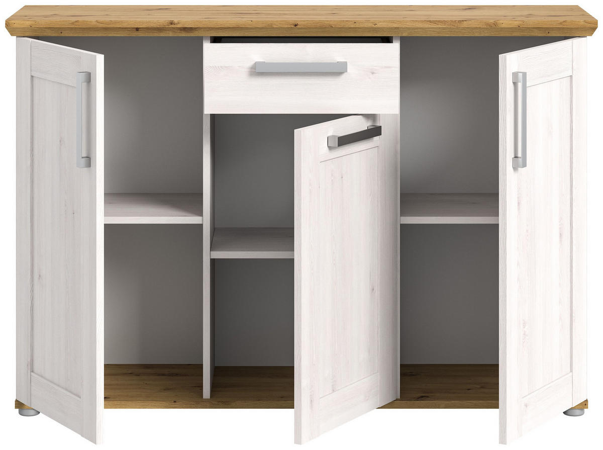 KOMMODE Verona in Sibiu Lärche Nachbildung und Artisan Eiche Nachbildung B/H/T: 137x92x39 cm - Lärchefarben, Holzwerkstoff (133/88/37cm) - Homes & Jones