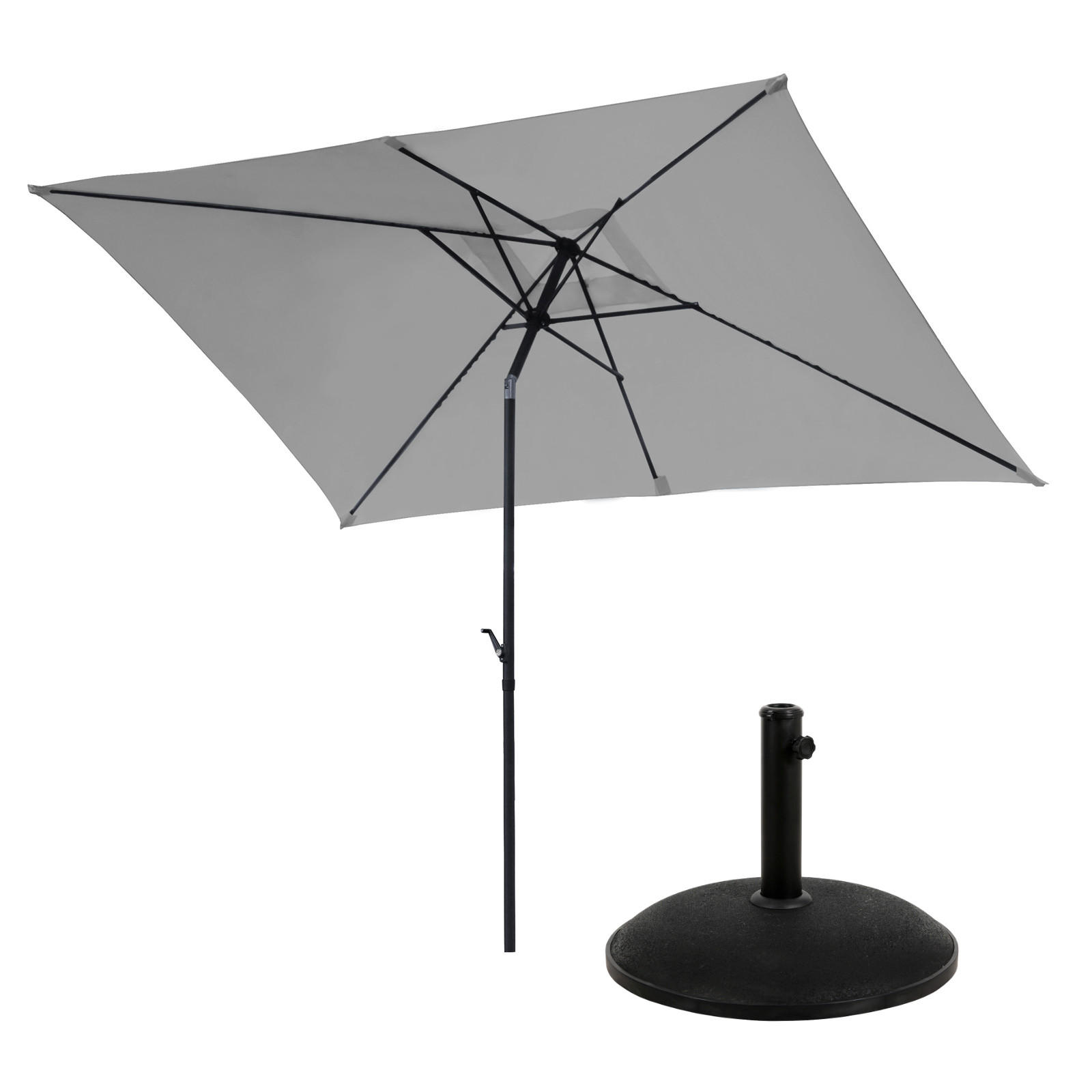 SONNENSCHIRM Set mit Ständer Hellgrau - Hellgrau, Textil (200/300cm) - SVITA