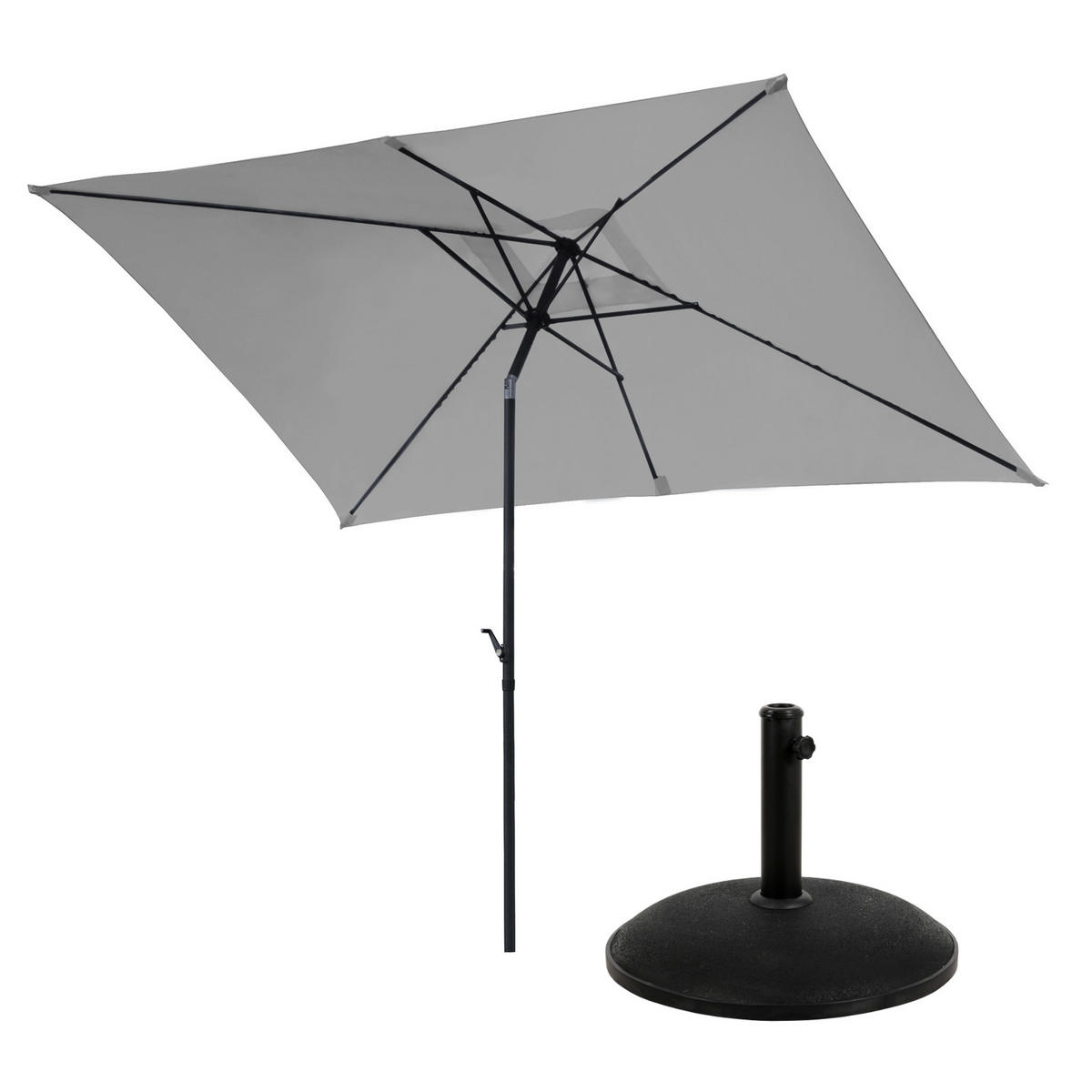 SONNENSCHIRM Set mit Ständer Hellgrau - Hellgrau, Textil (200/300cm) - SVITA