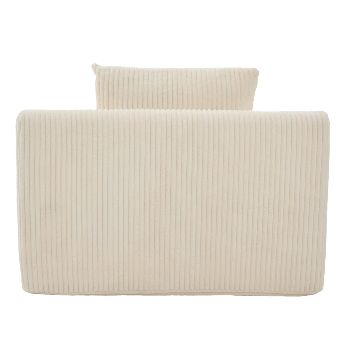 SESSEL aus Cord 147x110x67 cm Beige mit Fußhocker, Seitentaschen und montagefreiem Komfort - Beige, Textil (110/67/147cm) - Modfu