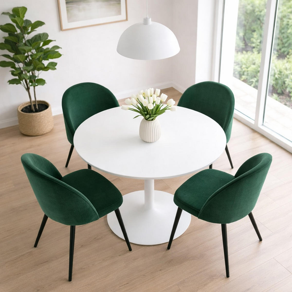 ESSGRUPPE 5-TLG. Carry Weiß, Grün - Weiß/Grün, Textil (110/74/110cm) - ebuy24