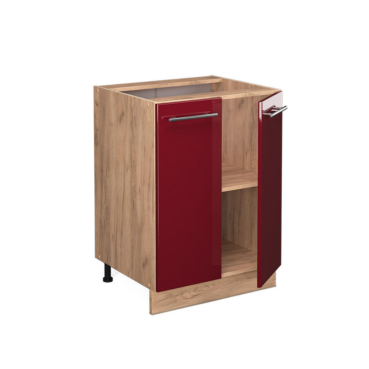 KÜCHENUNTERSCHRANK Fame-Line Bordeaux Hochglanz 60 cm, AP Anthrazit - Honigeiche/Bordeaux, Holzwerkstoff (60/82/60cm) - Vicco