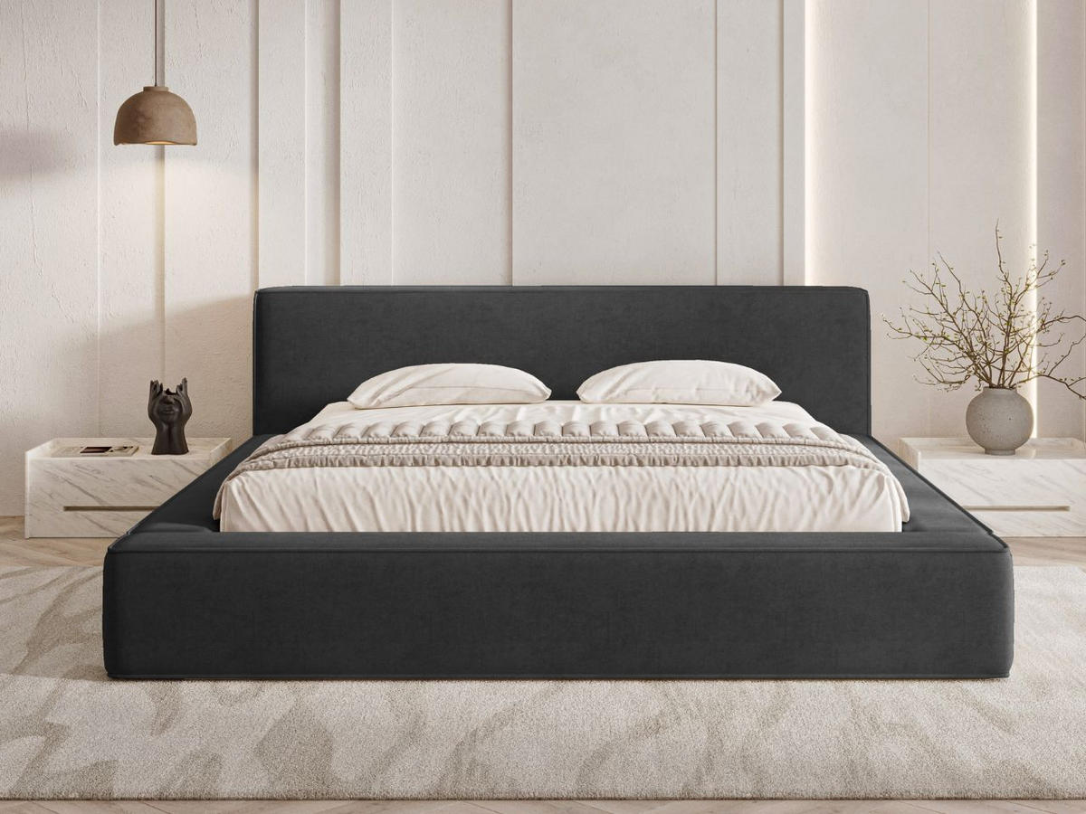 POLSTERBETT Mali 180x200 Schwarz - Schwarz, Textil (180/200cm) - Graingold