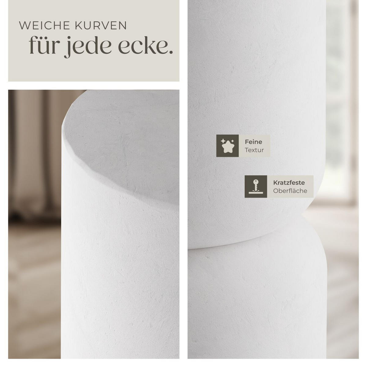 BEISTELLTISCH 2er Set, Amine, 28 x 54,5 cm, weiß - Weiß, Keramik (28/28/54.5cm) - tectake