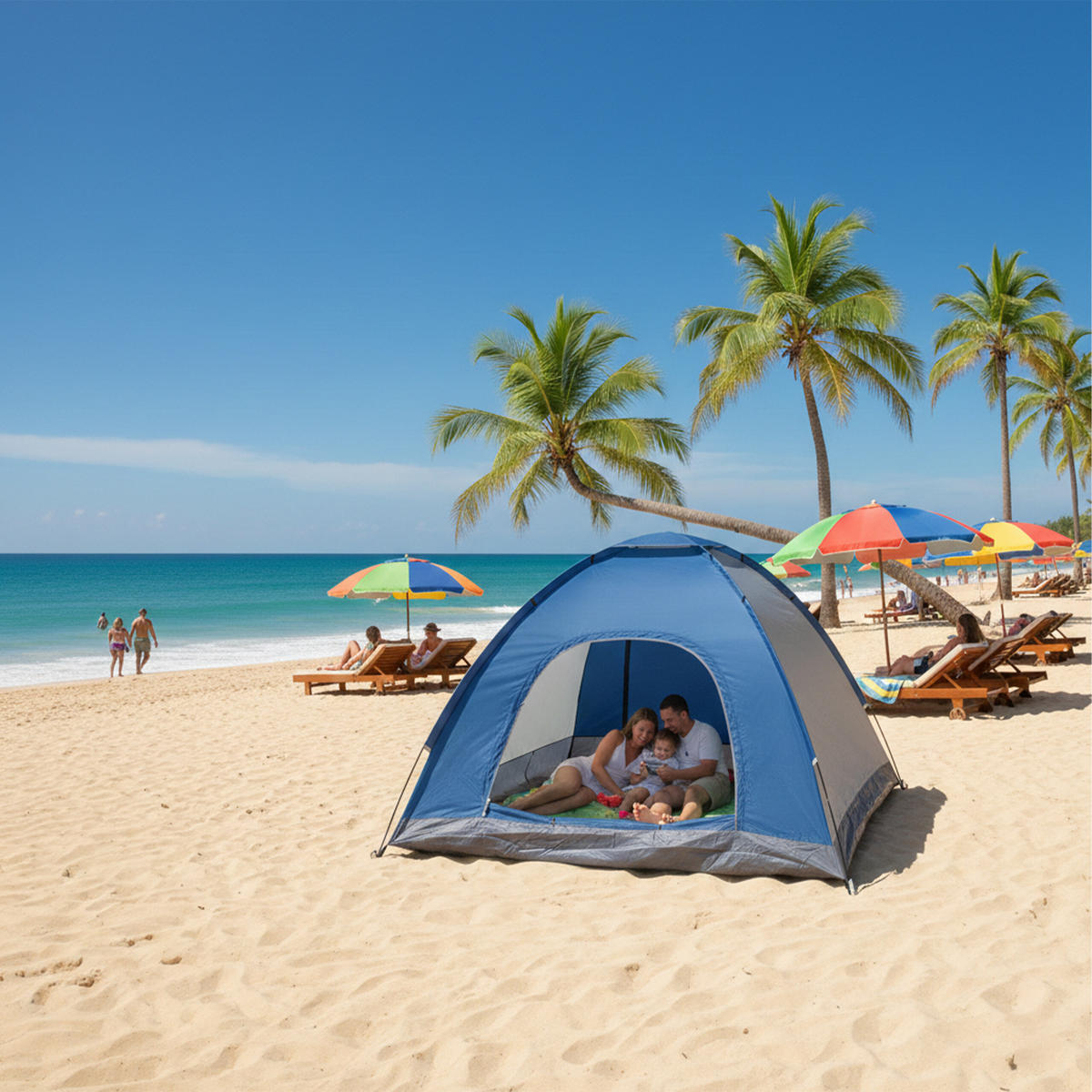 POP-UP stan na pláž - různobarevná, textil/plast (200/200cm) - Relaxdays