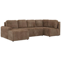 WOHNLANDSCHAFT NESSARO COR U Braun Cord - Rechts Seite - Schwarz/Braun, Kunststoff/Textil (151/92/307cm) - MKS