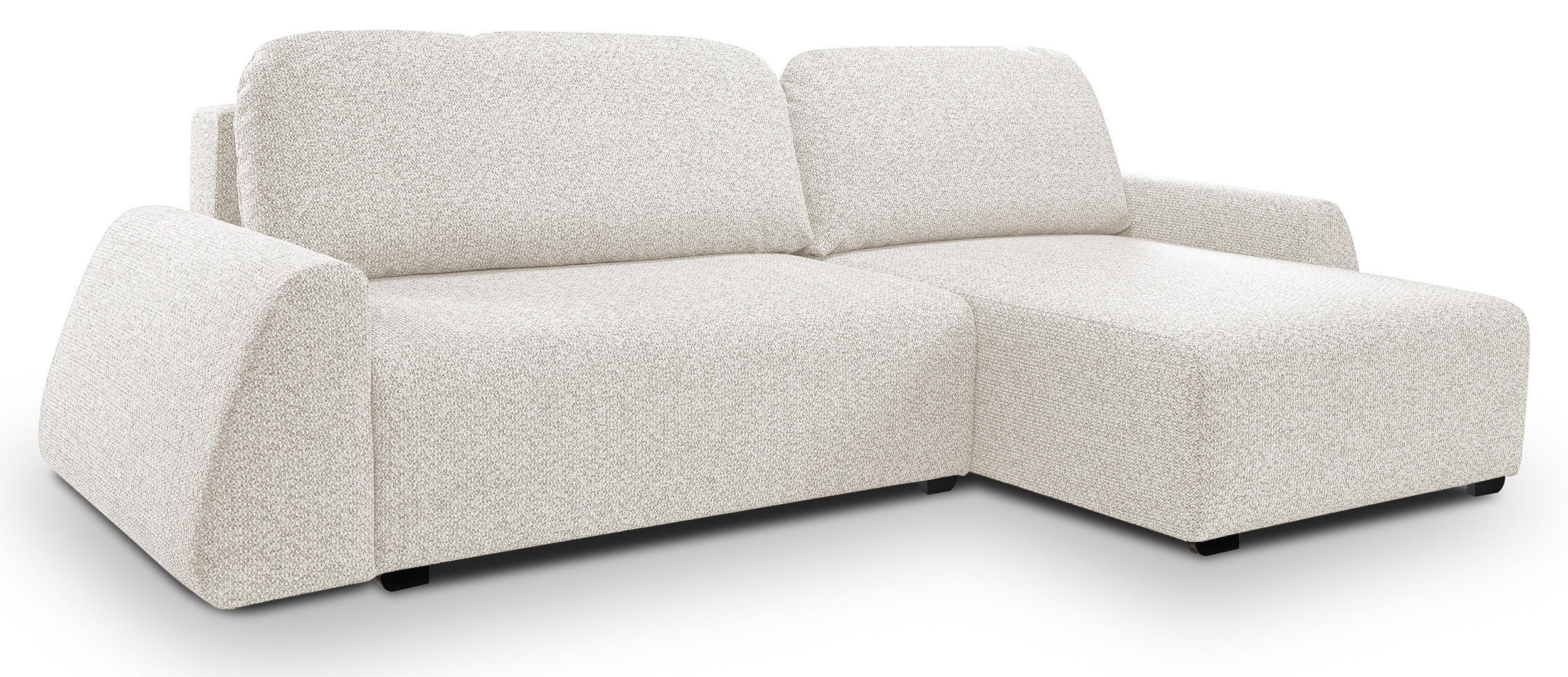 ECKSOFA ALMI mit Schlaffunktion, Bettkasten, Wellenfedern, Komfortable Sitzpolsterung, Elegantes Design, Rechte, 160x275 cm, Weiß - Weiß, Holz/Textil (275/160cm) - DomoHome