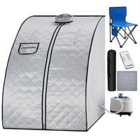 MOBILE DAMPFSAUNA Thermaluxe Ii,inkl. Fernbedienung, Matte, Klappstuhl und Tragetasche,grau/blau - Blau/Grau, Kunststoff (78/100/90cm) - tectake