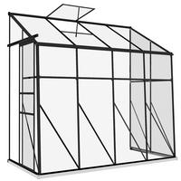 ANLEHNGEWÄCHSHAUS DE-11979 mit Polycarbonat, Schiebetür und Dachlüftung Schwarz - Schwarz, Kunststoff (253/240/127cm) - ComfortXL