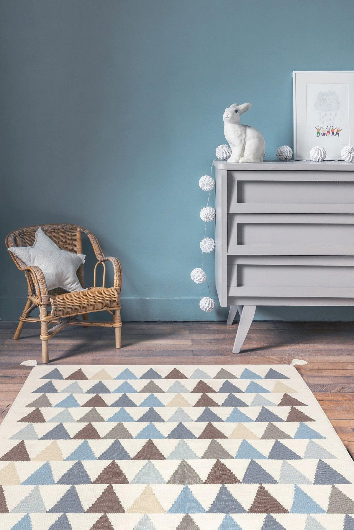 TEPPICH Kilim skandinavisches Design blau - Blau, Naturmaterialien (110/160cm) - AFK Living