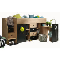 HOCHBETT 249/123/93 - Schwarz/Eiche Artisan, Holz (90/200cm) - MÖBEL KRYSPOL