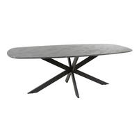ESSTISCH ONYX CROCE GRANDE XXL Dänisch-Ovaler Tisch in dunkler Graphit-Steinoptik 215cm - Schwarz, Holz (215/105/77cm) - alesvelt