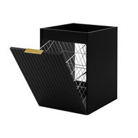 BADEZIMMERSCHRANK MIT WÄSCHEKORB: schwarz, 40 x 57 x 46 cm, goldene Griffe - Schwarz, Holzwerkstoff (40/57/46cm) - 3XE LIVING